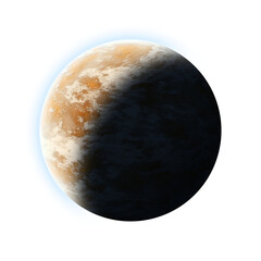 Wall Mural - illustration of a fantasy and science fiction planet in red tones isolated on empty background. 3d r