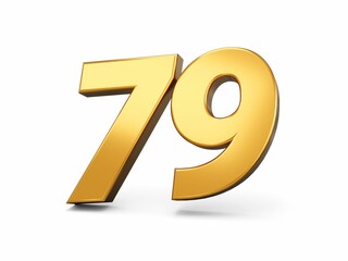 Sticker - 3D illustration of the Gold number Seventy-Nine isolated white background