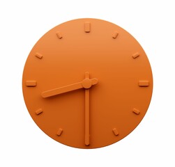 Poster - 3D illustration of the orange wall clock on white background, showing half past eight o'clock