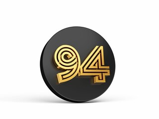 Poster - Illustration of a number 94 on a black button isolated on a white background