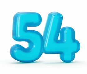 Poster - 3D rendering of the blue jelly number 54 isolated on the empty white background