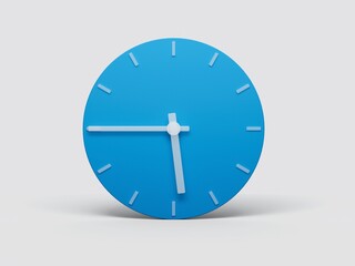 Sticker - Realistic 3d rendering of a minimal blue wall clock  5:45 o'clock or Five Forty-Five