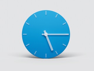 Poster - 3d illustration of Minimal Clock time 5:15 o'clock or Five Fifteen on light pastel background