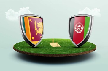 Wall Mural - 3D illustration for a cricket match between Sri Lanka and Afghanistan