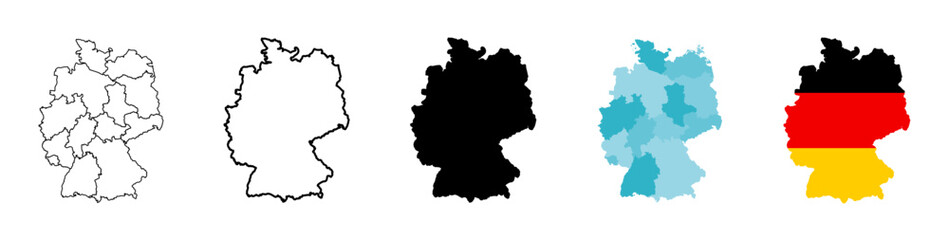 Germany map icon. Germany country icons collection. German map isolated signs. Vector elements