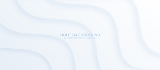 Wall Mural - Minimalistic Bright White Dynamic Wavy Curves Abstract 3D Vector Wide Background. High-Tech Futuristic Technology Panoramic Composition Wallpaper. Three Dimension Layered Structure Modern Abstraction