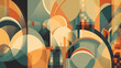 background with geometric shapes and muted colors. digital art illustration. generative AI.