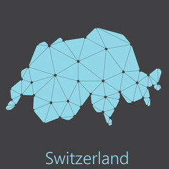 Wall Mural - Vector low polygonal Switzerland map.