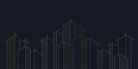 Wall Mural - architectural drawing with building construction of golden color. creative vector illustration of mo