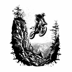 Wall Mural - Motocross Jump At Forest. Generative AI