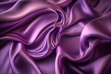 Purple Silk Satin background. Soft wavy folds. Shiny silky fabric. Dark teal color elegant background for designer. Curtain. Drapery