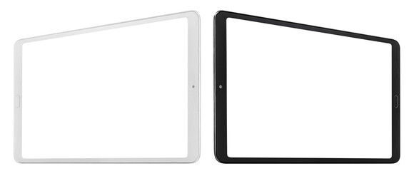 Two tablet computers cut out