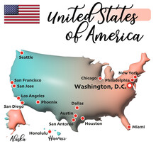 Vereinigte Staaten Von Amerika, Fläche Und Flagge