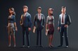 © avrezn - Business Team Ready for Office Work: Successful Team in Clipart Style with Faceless and Low Poly Elements, Generative AI