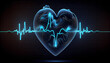 © TrendyImages - Emergency  monitoring Blue glowing neon heart pulse World Health Day Concept Ai generated image