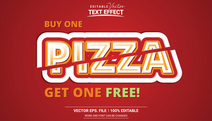 Wall Mural - Realistic cutting pizza graphic style editable vector text effect