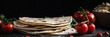 Banner close-up on tortilla mexican snack food on neutral background with copy space, generative ai illustration
