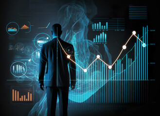 Wall Mural - Healthcare business and healthcare graph for business growth data and growth chart analysis businessman, investment, financial and banking services. AI generated illustration.