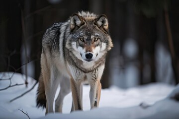 Naklejka na meble Intense Grey Wolf, created with Generative AI technology