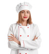 © Pixel-Shot - Female baker in uniform on white background
