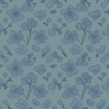 Seamless Pattern With Flowers In Teal