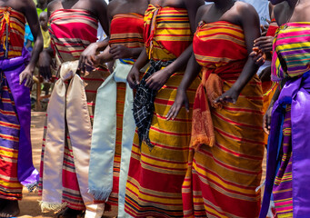 African girls in colorful dresses