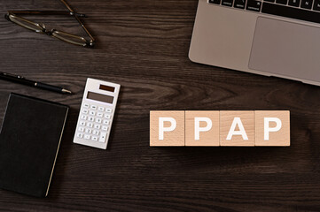 Poster - There is wood cube with the word PPAP. It is eye-catching image.