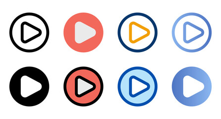 Poster - Play button icons in different style. Play button icons. Different style icons set. Vector illustration