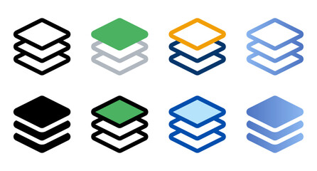 Poster - Layers icons in different style. Layers icons. Different style icons set. Vector illustration