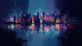 Fototapeta Nowy Jork - city skyline at night