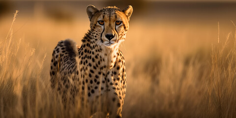 Wall Mural - wild african cheetah, beautiful mammal animal. digital art