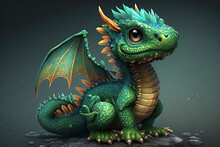 Cute Green Dragon Mascot - Made With Generative Ai