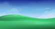 3d landscape mountain and hills illustration with 3d trees, cloud and sun. vector illustration.	