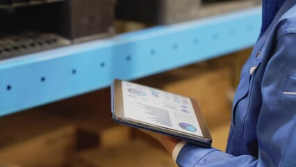 Poster - Worker looking at data on a tablet.