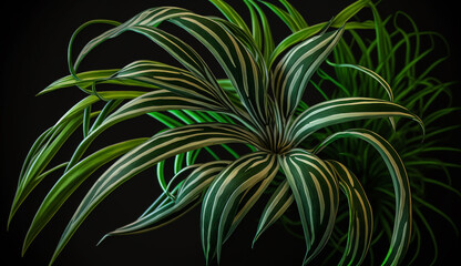 Poster - Nature's botanic abstract illustration green leaves pattern ,generative AI