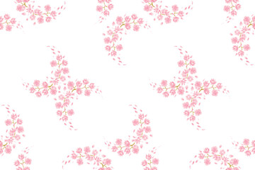 Wall Mural - Illustration of the pink flower pattern on white background.