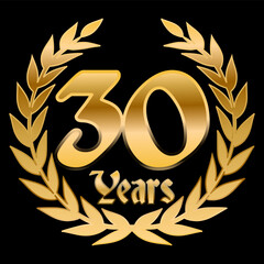 Sticker - 30 Years Anniversary Laurel, golden effect