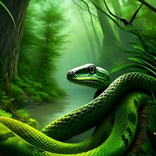 Green Snake In The Grass
