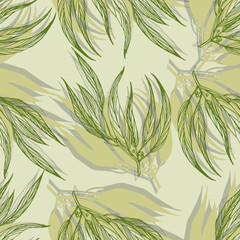 Eucalyptus seamless pattern. Floral botanical flower. Vector elegant floral background for fabric, print, cover, banner, invitation, wrapping, wall art.