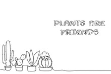 Cactus Collection Vector Hand Drawn Spring Green Succulent Pot Cute Shelf Flower Objects.