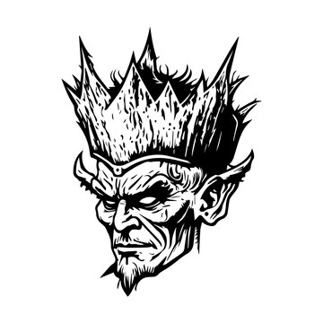 troll head line art hand drawn illustration