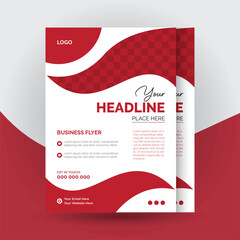 business flyer template design with red color organic shape vector illustration