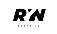 RYN Letters Negative Space Logo Design. Creative Typography Monogram Vector	
