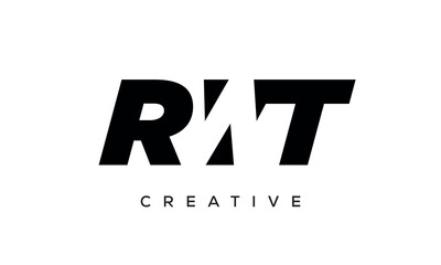 RWT letters negative space logo design. creative typography monogram vector	