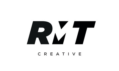 RMT letters negative space logo design. creative typography monogram vector	