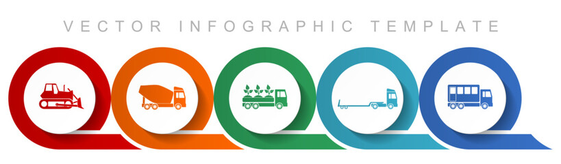 Aufkleber - Transport icon set, miscellaneous icons such as bulldozer, concrete mixer, truck and delivery for webdesign and mobile applications, flat design infographic vector template in eps 10