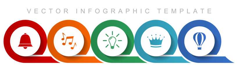 Aufkleber - Internet icon set, miscellaneous icons such as bell, music, light bulb, crown and ballon for webdesign and mobile applications, flat design infographic vector template in eps 10