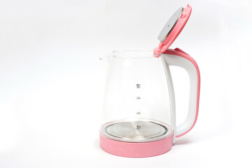 Electric kettle plastic with a glass flask for boiling water.