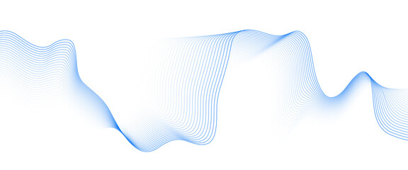 Wall Mural - Abstract blue smooth wave on a white background. Dynamic sound wave. Design element. Vector illustration.