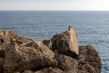 Beach rocks and small stone tower